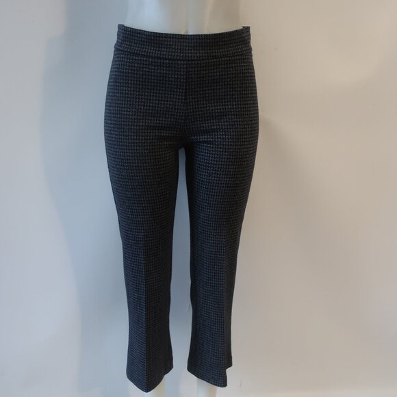 Women Avenue Montaigne Leo F1683 Navy Gray Flat Front Pull-On Flared Pants 6 - Picture 4 of 11